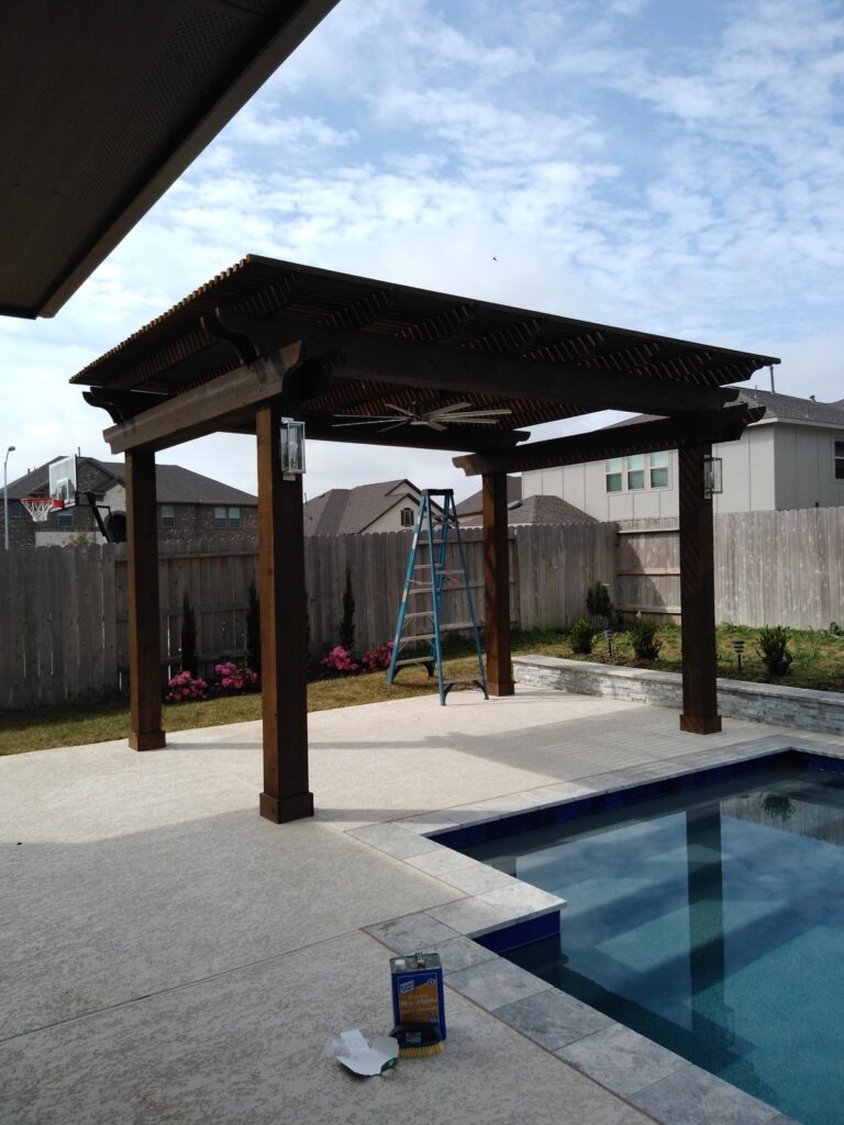Cedar pergola in Bridgland subdivision in Cypress TX