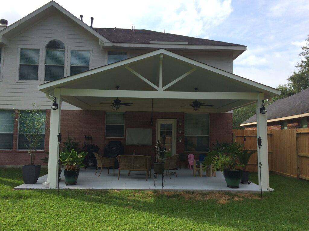 Gabled covered patio in Richmond Texas